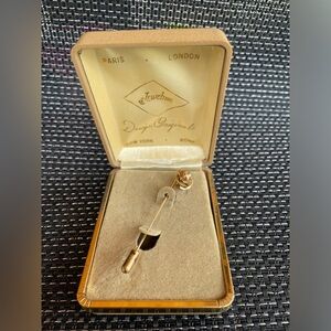 Vtg Jewelers Box Jeweline Design Originals Goldtone Rose Pearl Stick Pin